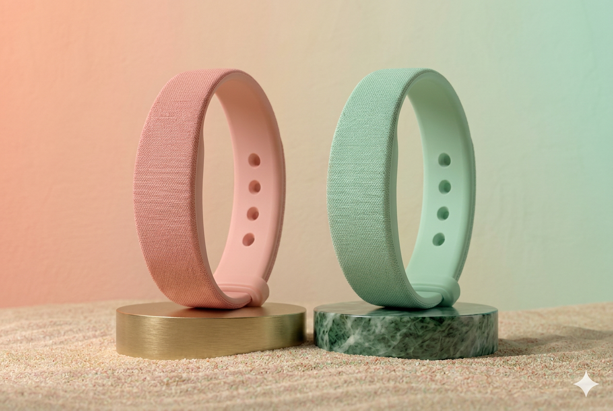 Vòng tay MoodWrist hồng coral và xanh mint